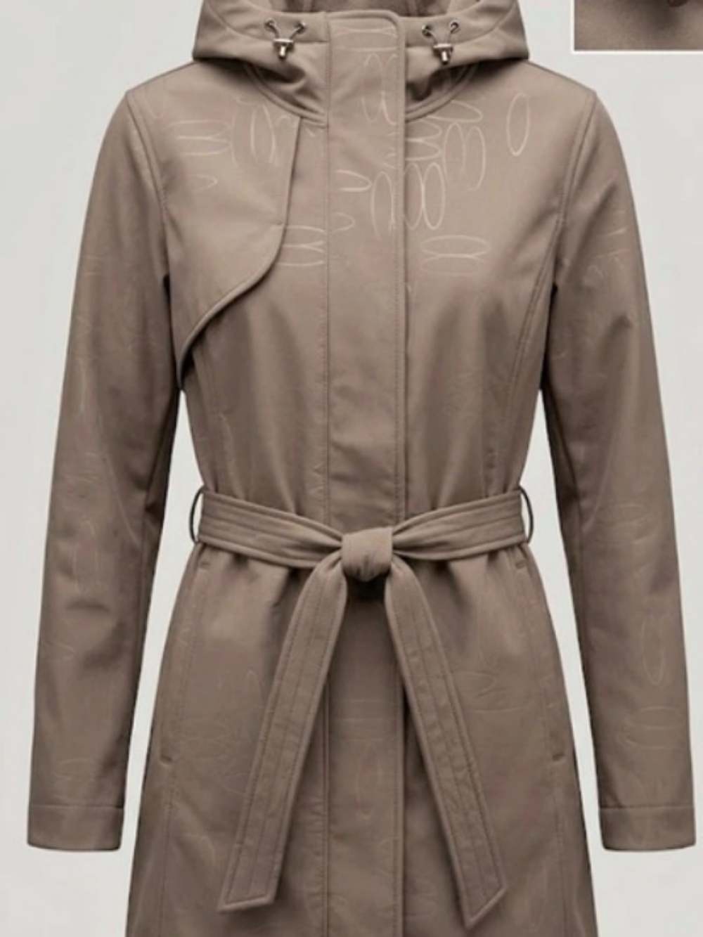Lole Waterproof Hooded Belted Trench Coat Taupe (Sz L) Fall Lightweight Neutral